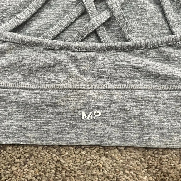 MP Athletics Strappy Gray Minimal Light Compression Sport Bra Size Small Cross - Picture 3 of 9